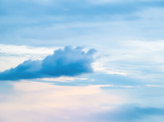 Low Angle. The morning sky, blue clouds shaped like sika. During the rainy season, Thailand.