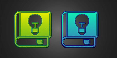 Green and blue User manual icon isolated on black background. User guide book. Instruction sign. Read before use. Vector