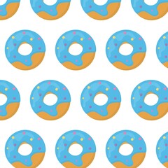  Donut seamless pattern. Pattern with a donut in glaze. The pattern is suitable for prints, posters, fabrics, wrapping paper.