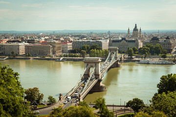 Fototapeta premium View of the Hungarian Parliament and Danube River form Buda Castle
