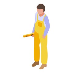 Constructor icon isometric vector. Worker man. Builder character