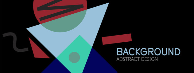 Abstract background. Blocks, lines, triangles, circles composition. Techno or business concept for wallpaper, banner, background, landing page