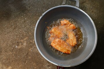 fish in frying pan