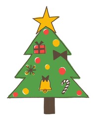 Obraz premium シンプルでかわいいクリスマスツリーのイラスト