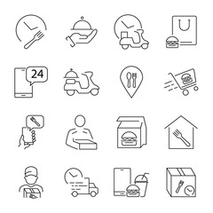 Food Delivery icons set.  Food Delivery pack symbol vector elements for infographic web