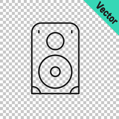 Black line Stereo speaker icon isolated on transparent background. Sound system speakers. Music icon. Musical column speaker bass equipment. Vector