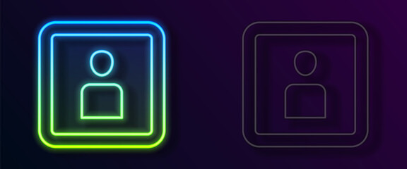 Glowing neon line Play Video icon isolated on black background. Film strip sign. Vector