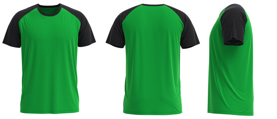  Raglan Short sleeve T-shirt [  Black + Green]
