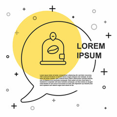 Black line Bag of coffee beans icon isolated on white background. Random dynamic shapes. Vector