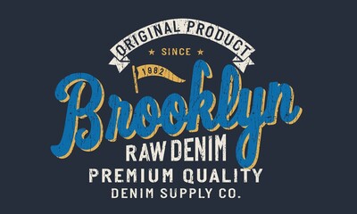 Brooklyn Authentic Vintage Style denim  tee shirt print-105