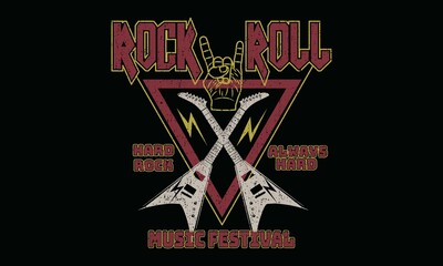 rock and roll, feel freedom vector vintage print design for t-shirt and others print vector design tee shirt-2