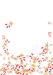 Green Foliage Background White Vector. Berries Elm Template. Pink Leaf Cartoon. Agriculture Illustration. Herb Outline.