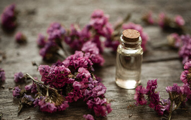 Obraz na płótnie Canvas lavender and essential oil. Oil bottle. Aroma. Bottle. Flowers. 