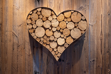 heart shape on old wood filled with end grain pieces for backgrounds and cover sheets
