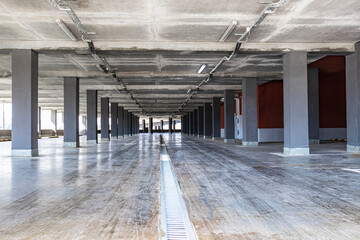 Underground parking located under the residential building. Storage place for personal transport for city residents.