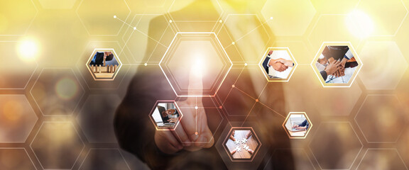 Various photo of employment of business industry jobs work concept, teamwork team building innovation idea planning contact, call center help and support, businessman city sunset background banner