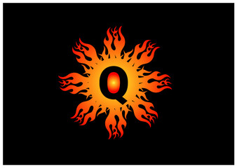 Naklejka premium Fire Q Letter Logo And Icon Design Template