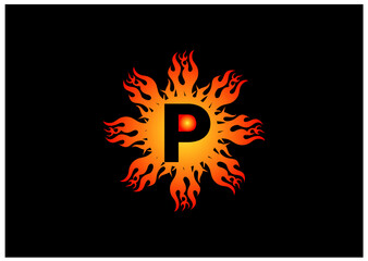 Fire P Letter Logo And Icon Design Template