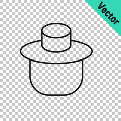 Black line Beekeeper with protect hat icon isolated on transparent background. Special protective uniform. Vector