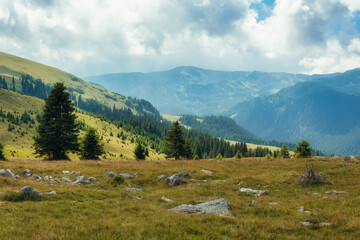 Fototapeta na wymiar View to Ranca Resort - Transalpina Romania. Landscape with mountains