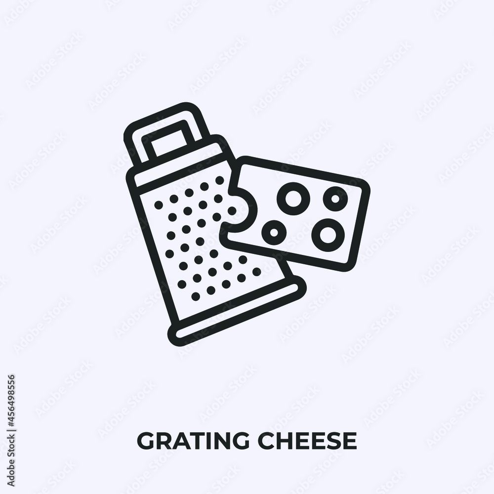Poster grating cheese icon vector. linear style sign for mobile concept and web design. grating cheese symb