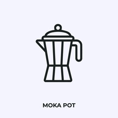 moka pot icon vector. Linear style sign for mobile concept and web design. moka pot symbol illustration. Pixel vector graphics - Vector.