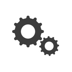 Settings icon. Two black gears. Functions symbol with cogwheel