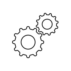 Settings line icon. Black outline gears. Functions symbol with cogwheel