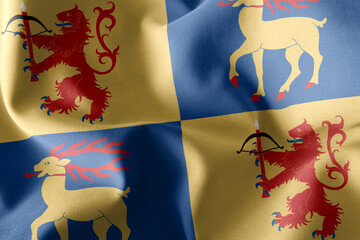 3D illustration flag of Kalmar is a region of Sweden © magr80