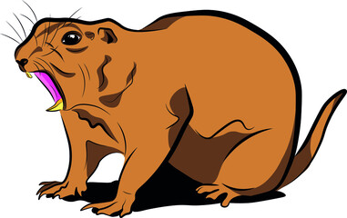 Prairie dog black ink vector illustration color