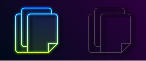 Glowing neon line File document icon isolated on black background. Checklist icon. Business concept. Vector