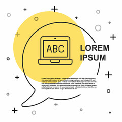 Black line Laptop icon isolated on white background. Computer notebook with empty screen sign. Random dynamic shapes. Vector