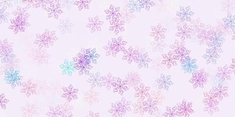 Light blue, yellow vector doodle pattern with flowers.