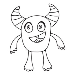 Coloring Book Cute Monster - Amazing vector line art of a cute little monster suitable for background, design asset, halloween, children book, children coloring book, clip art, and illustration