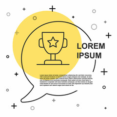 Black line Award cup icon isolated on white background. Winner trophy symbol. Championship or competition trophy. Sports achievement sign. Random dynamic shapes. Vector