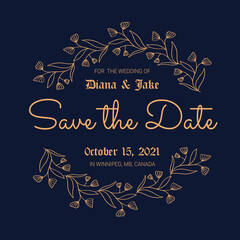 Elegant save the date card with hand drawn Flowers