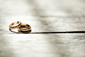 wedding rings on the table