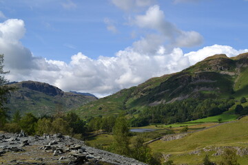 mountains view with clouds