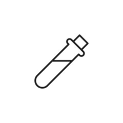 Fototapeta premium Profession of a chemist concept. Line icon of liquid in flask