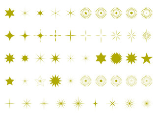 キラキラ星形光彩アイコンゴールドセット