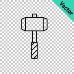 Black line Medieval battle hammer icon isolated on transparent background. Vector