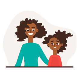 Mother and daughter. Woman and girl. Family. Vector illustration