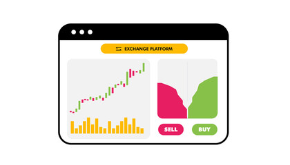 Flat design concept stock exchang and trader. Financial market business with graph chart analysis. Isometric Vector illustrations.