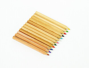 colored pencils on a white background.