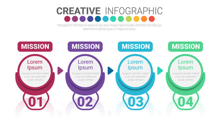 Abstract infographics number options template with steps, with 4 label. Can be used for workflow layout, diagram, business step options, banner, web design. Vector eps 10.