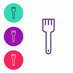 Set line Fork icon isolated on white background. Cutlery symbol. Set icons colorful. Vector