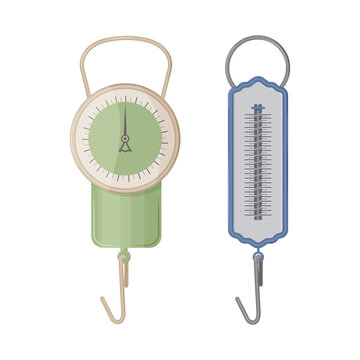 Kanter scales for weighing products and other items. Scales without analog scales of various shapes. Vector illustration isolated on a white background