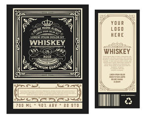 Whiskey label with old frames