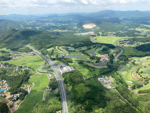 Aerial View of the Rural Town of Ibaraki, Japan