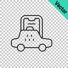 Black line Taxi mobile app icon isolated on transparent background. Mobile application taxi. Vector